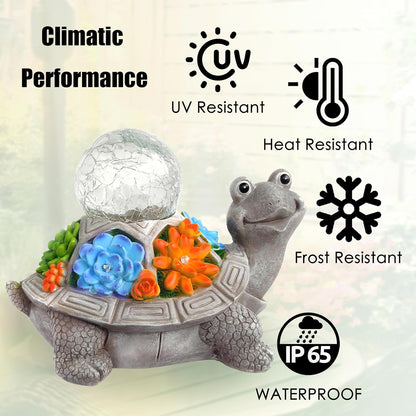 JOYBEE Solar Turtle Garden Statue Outdoor Decor-Turtle Solar Figurines Lights Decorations for Patio Yard Lawn Ornaments-Turtle Gifts for Birthday Easter Housewarming(Color)