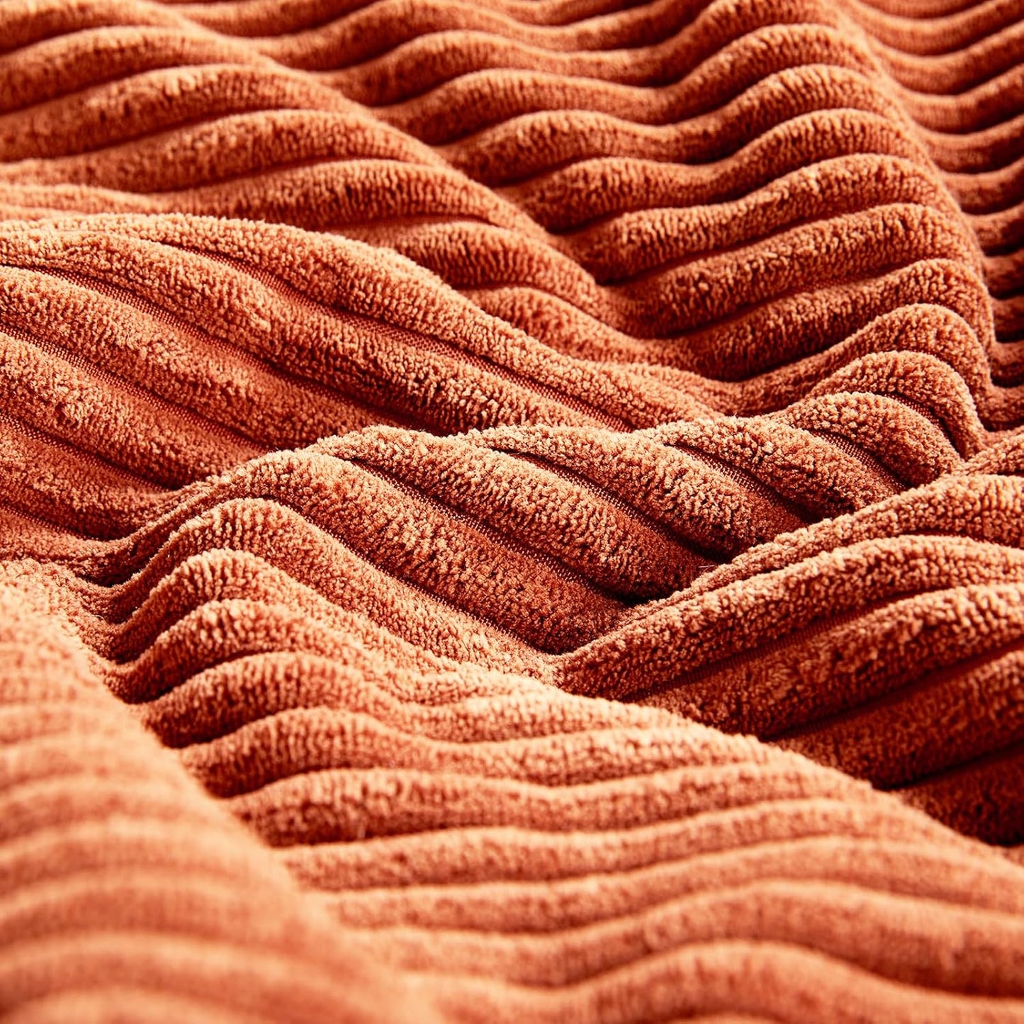 Fancy Homi Set of 2 Burnt Orange Decorative Throw Pillow Covers 24x24 Inch for Living Room Couch Bed, Boho Farmhouse Fall Home Decor, Soft Corss Corduroy Patchwork Textured Cushion Case 60x60 cm