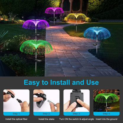 Vosaro Solar Flower Lights Outdoor Garden Decorations Waterproof, 7 Color Changing Decorative Solar Stake Light for Yard Pathway Patio Lawn Party Wedding Decor, 3 PCS