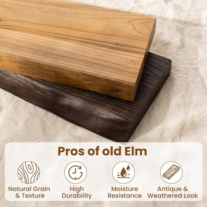 72" Floating Shelves, Live Edge Elm Wood Floating Shelf for Wall, Wall-Mounted Display Shelves with Invisible Heavy-Duty Bracket, Long Floating Shelf for Bathroom, Kitchen, Living Room, Natural Color