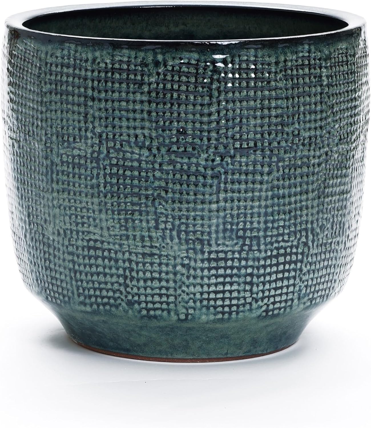 LuxenHome 15.5" Dia Large Ceramic Pots for Plants, Modern Green Glazed Planters for Outdoor Plants, Round Indoor Flower Pots with Drainage Hole and Rubber Plug for Home Garden Patio