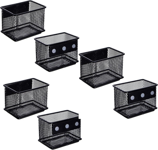 dedoot 6 Pack Magnetic Pen Holder, 3.45x2.3x2.6inch Magnetic Basket Locker Organizer Metal Mesh Pencil Memo Holder for Whiteboard, Fridge, Desk, Offices