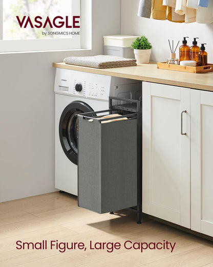 VASAGLE Laundry Hamper, Laundry Basket, Laundry Sorter with a Pull-Out and Removable Bag, Shelf