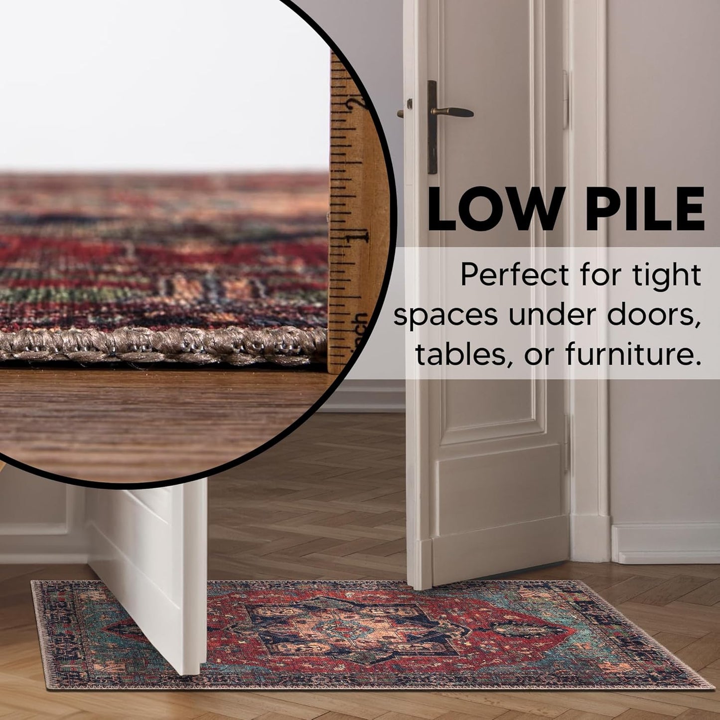 Keen Home Design 2x3 Rug - Machine Washable Entry Rug with Non-Slip Backing, Ideal for Enteryway, Kitchen, Bathroom, Laundry Room - Vintage, Easy Clean, Durable, Low Pile Rug - (2' x 3')