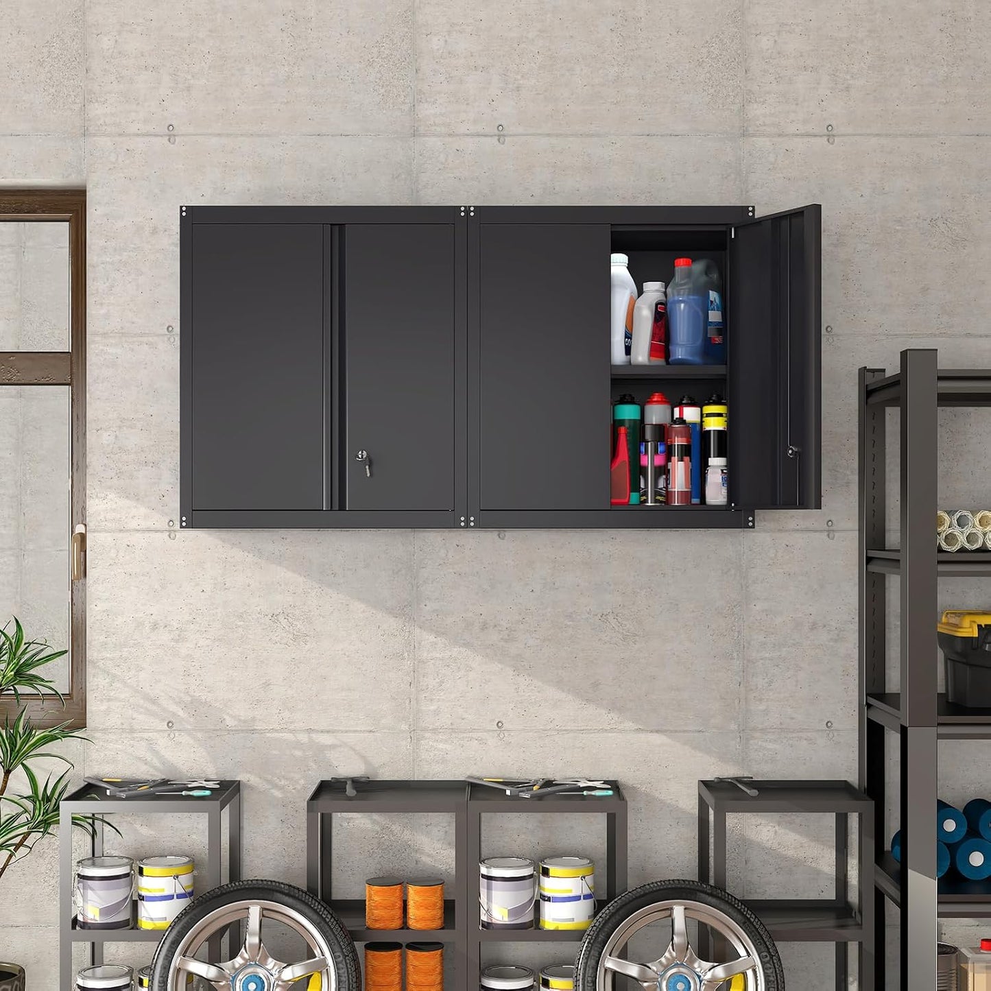 Wall Cabinet Storage,Steel Cabinet with Locking,Metal Storage Cabinet for Home Office,Kitchen