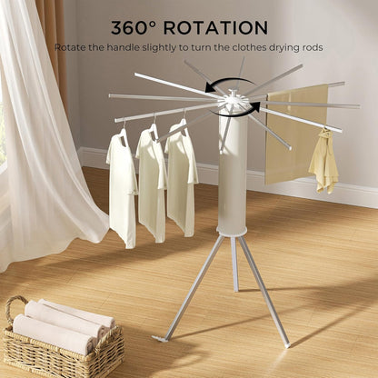 Tripod Clothes Drying Rack, Garment Rack Portable and Foldable Space Saving Laundry Drying Rack - Dryer Rack Clothing Floor Folding Balcony Bedroom Household (Silver(Aluminum), 12 rods)