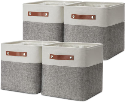 DULLEMELO 11 Inch Cube Storage Bins Fabric Storage Cubes 4 Pack Foldable Cube Storage Baskets for Cube Organizer, Cube Storage Organizer Bins for Home Office Organizer Closet, Shelves, Toy, Nursery