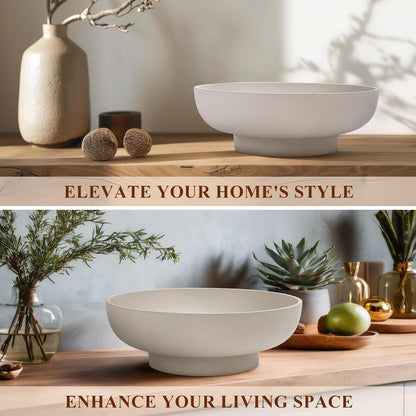 Large Decorative Concrete Bowl, Modern Handicraft Bowls for Home Decor, Decorative Fruit Bowl for Kitchen Counter, Stylish Key Bowl for Entry Table, Gray