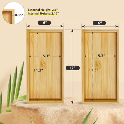 Kitchen Drawer Organizer Bins, Stackable Bamboo Drawer Organizer for Silverware, Flatware, Coffee Pod Organizer K Cup Holder for Countertop, 2 Pcs Coffee Station Organizer 12" x 6" x 2.5"