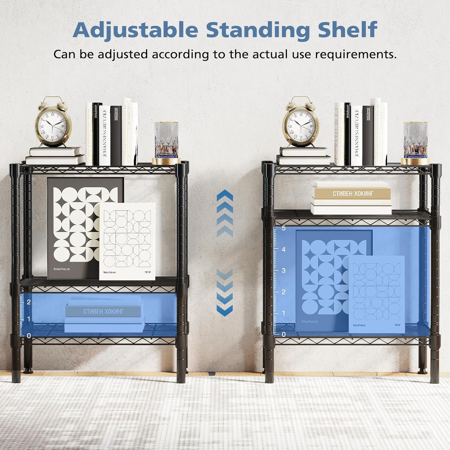 HealSmart 3-Tier Metal Wire Storage Shelves, Adjustable Standing Storage Rack Shelf, Heavy Duty