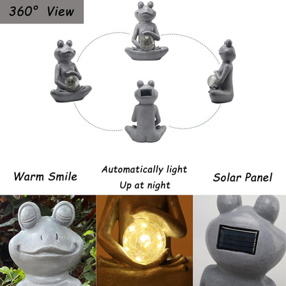 Solar Frog Garden Figurines Solar Lights Yoga Frog Statue for Outdoor Garden Patio Yard Frog Decor Gifts for Women Grandma Mother's Day Birthday Gifts