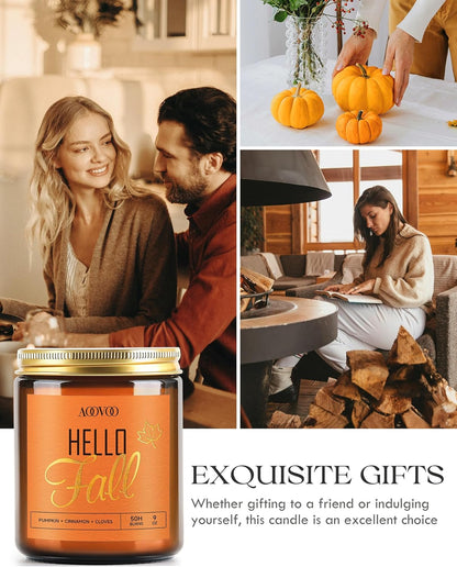 AOOVOO Hello Fall Candles - 9 oz Scented Candles, Aromatherapy Candle, Soy Candle for Home Scented
