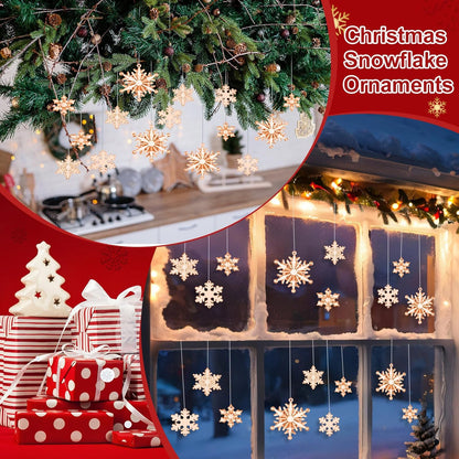 Dilunave 40 Pieces Christmas Snowflake Ornaments Acrylic Christmas Tree Decorations Crystal Snowflakes Translucent Winter Hanging Ornament for Tree (Champagne)