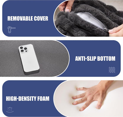 Hobestluk Rectangle Ottoman Memory Foam Footrest for Couch with Removable Cover Large Floor Seating for Adults Ottoman Coffee Table for Living Room, Bedroom or Office (Strip Grey, Footrest)