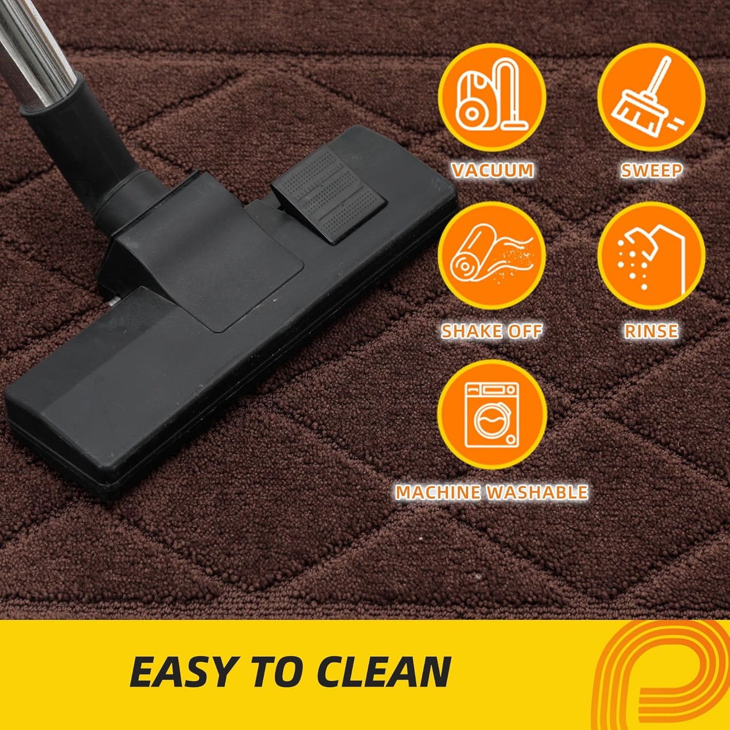 JSEI Dirt Trapper Door Mat 36"x60", Non-Slip Washable Entryway Mats, Dog Door Mat, Stain Resistant and Absorbent Floor Mats, Low Profile Welcome Mat for Front Back Door, Brown