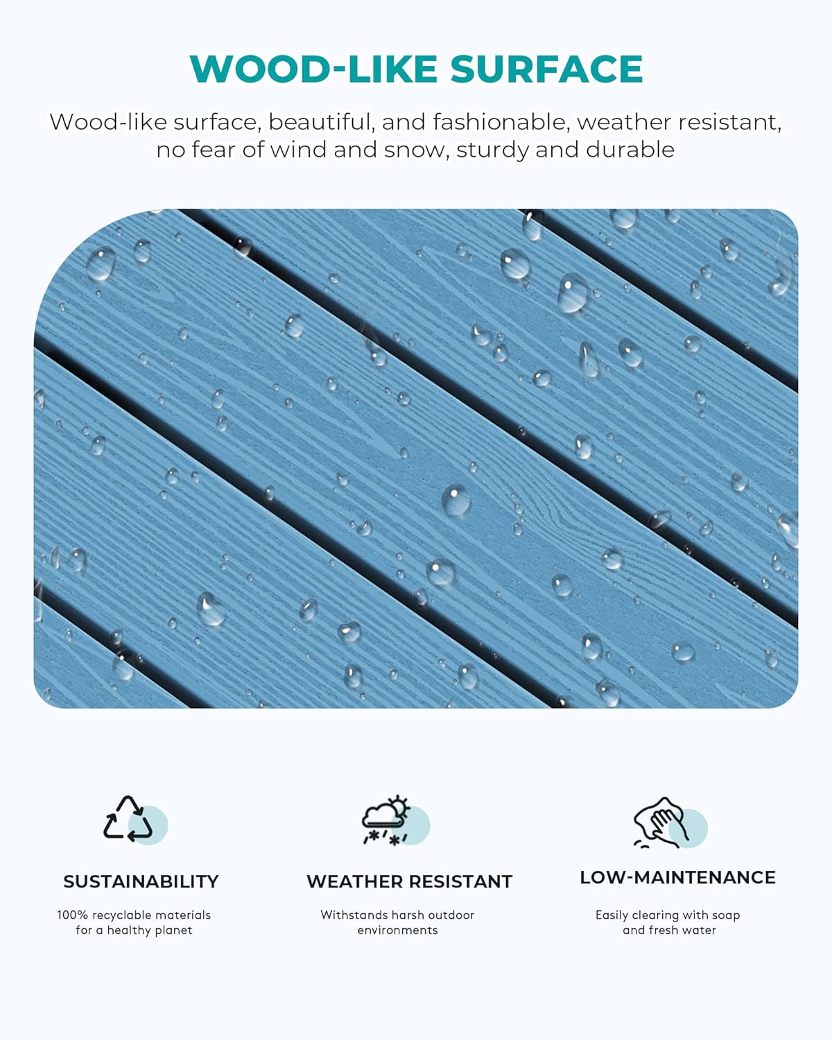 SERWALL Patio Coffee Table, HDPE Rectangle Outdoor Coffee Table Set of 2, Navy