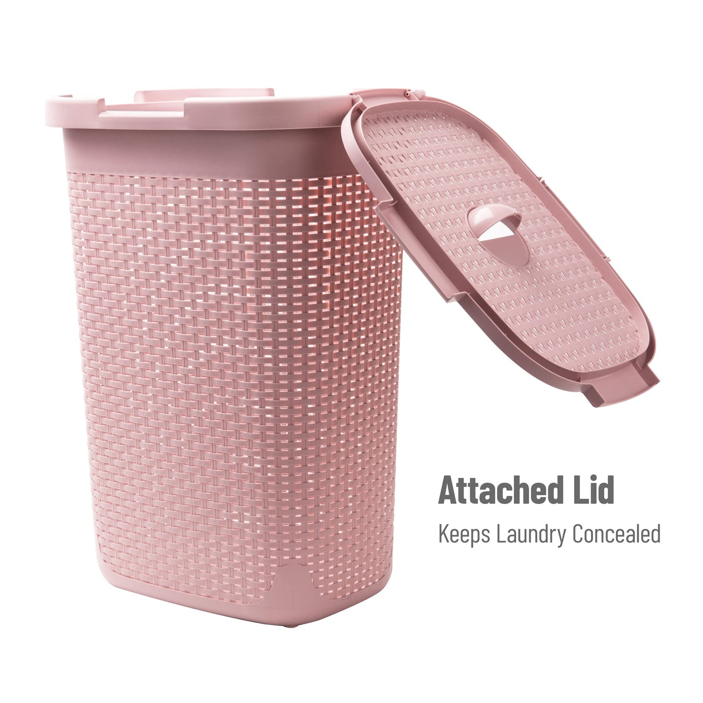 Mind Reader Slim Laundry Hamper with Lid, 60L Tall Clothes Basket, Narrow Tapered Design for
