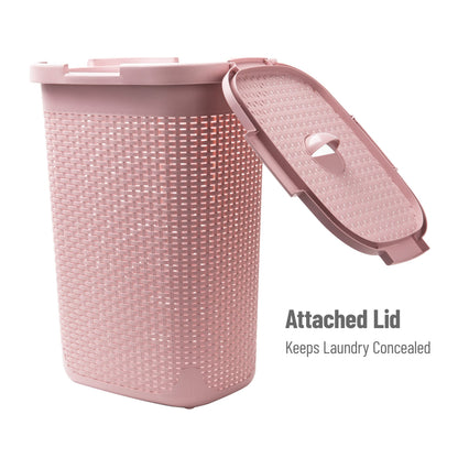 Mind Reader Slim Laundry Hamper with Lid, 60L Tall Clothes Basket, Narrow Tapered Design for