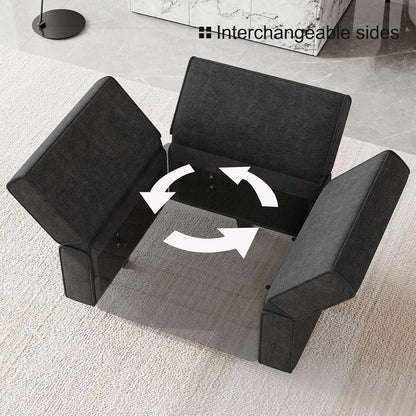Belffin Terry Fabric Modular Sectional Sleeper Sofa Bed with Storage Convertible Sectional Couches for Living Room 6 Seaters Black Modular Sofa