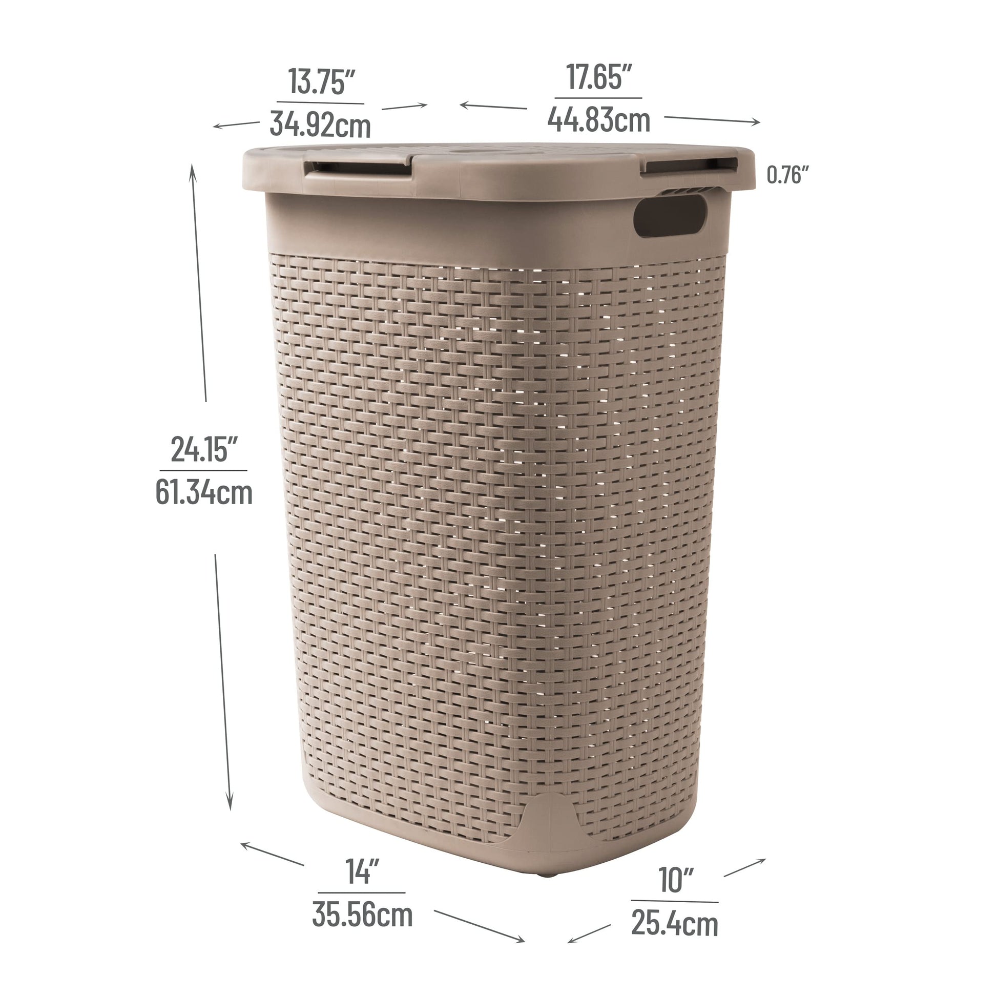 Mind Reader Slim Laundry Hamper with Lid, 60L Tall Clothes Basket, Narrow Tapered Design for