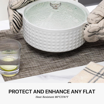 LEXMORE Placemats Set of 6 Vinyl/Plastic Woven Place Mats for Kitchen Table Indoor/Outdoor Washable Placemat Wipeable Dining Table Mats(A-Cappuccino)