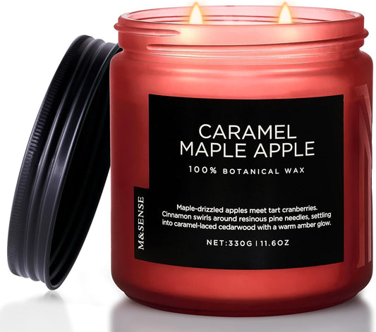 M&SENSE Caramel Apple Pie Candles for Home Scented, Natural Soy Wax 11.6oz Long Lasting 70 Hours