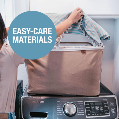 CleverMade Collapsible Laundry Basket LUXE, 60L Pop-Up Hamper, 2 Pack, Navy