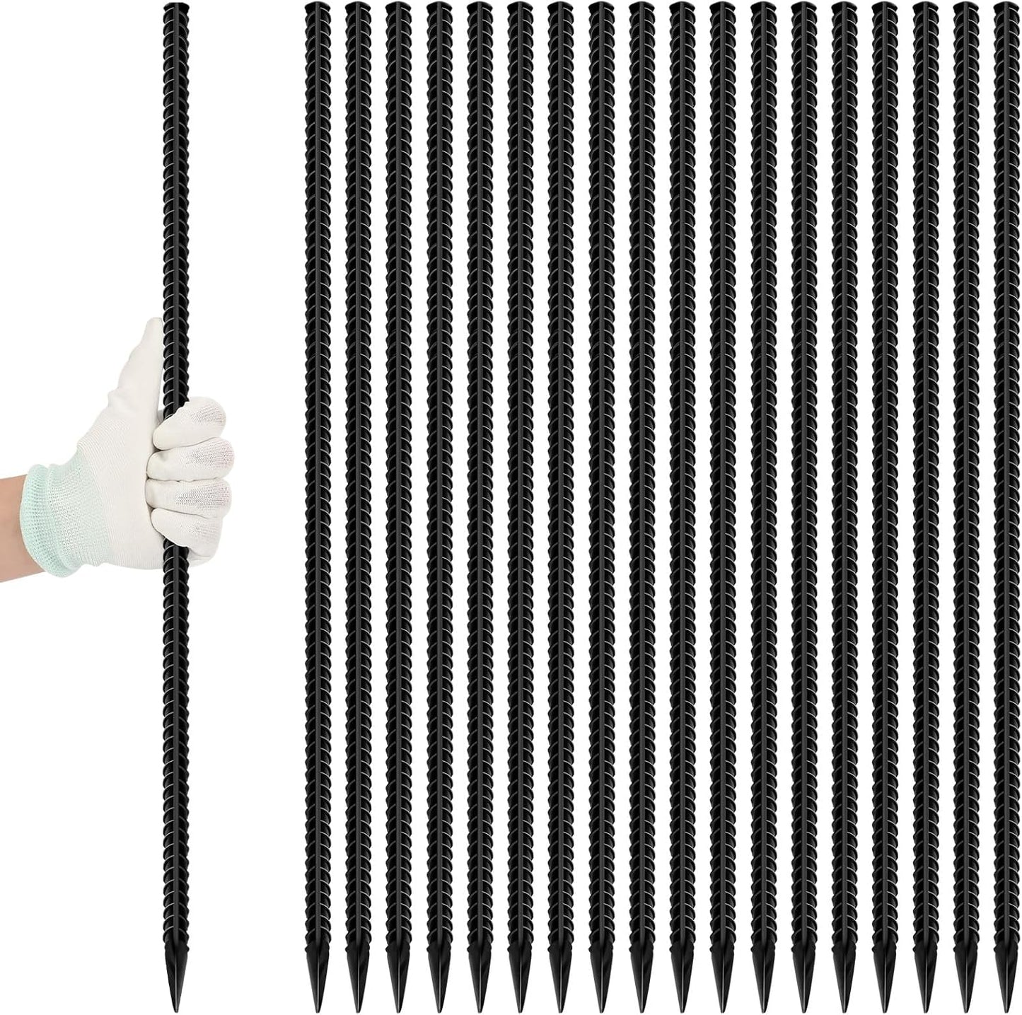 24 inches Straight Rebar Stakes 18-Pack Ground Stake Heavy Duty Metal Steel Spikes for Gardening, Concrete Forming and Camping Tent