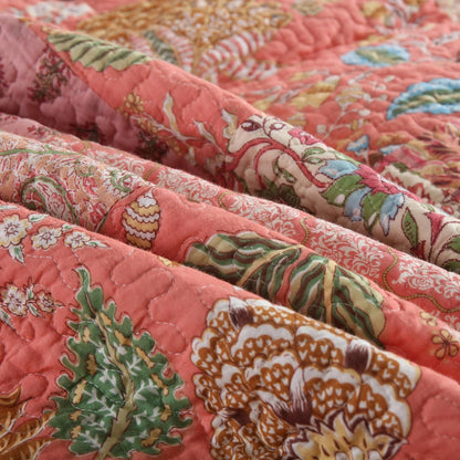 NEWLAKE Cotton Patchwork Bedspread, 3-Piece Bedding Quilt Set with Real Stitched Embroidery, Reversible Matelasse Bed Coverlet Set,Bohemian Floral, Queen Size