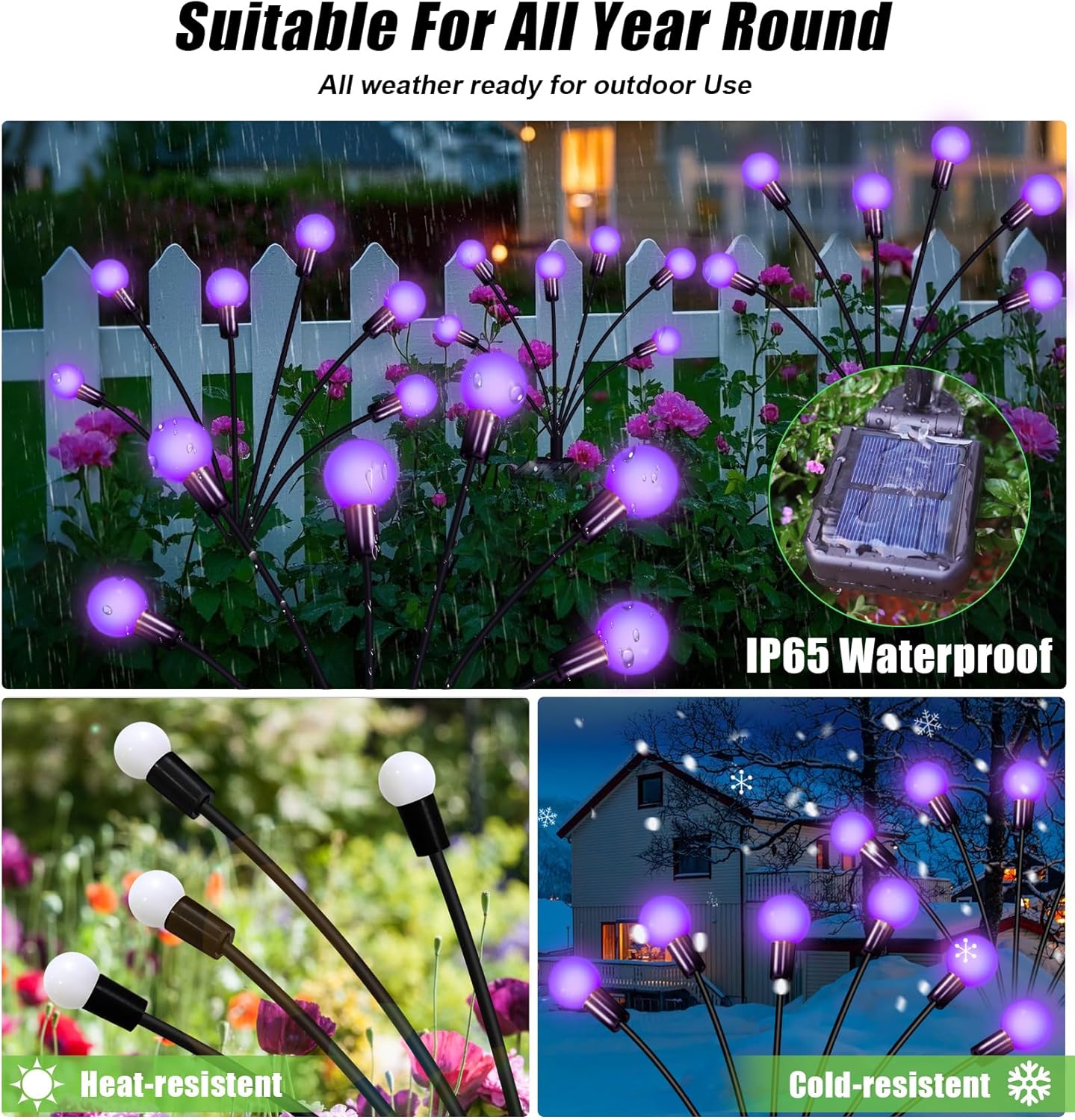 Solar Garden Lights Outdoor, Waterproof Solar Powered Lights for Yard Pathway Patio, Swaying Lawn Decor as Gardening Gifts for Women Holiday (Purple, 2 Pack)