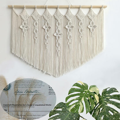 Achart Macrame Wall Hanging Large- Boho Wall Decor- large wall art- Wall Decor Living Room- Macrame Tapestry Boho Decor for Bedroom (Beige-Flower)