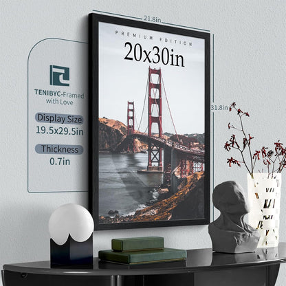 20x30 Poster Frame Set - 3 Pack, Textured Black Solid Wood Picture Frame, Wall Gallery Frame - Wall Hanging