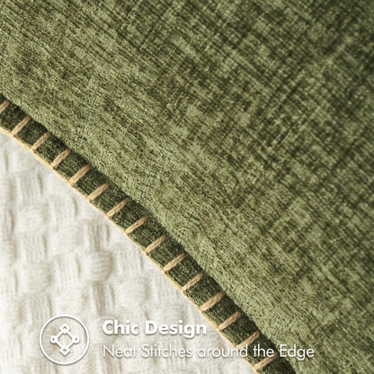 MIULEE Pack of 2 Couch Throw Pillow Covers 16x16 Inch Olive Green Farmhouse Decorative Pillow Covers with Stitched Edge Soft Chenille Solid Dyed Spring Pillow Covers for Sofa Bed Living Room