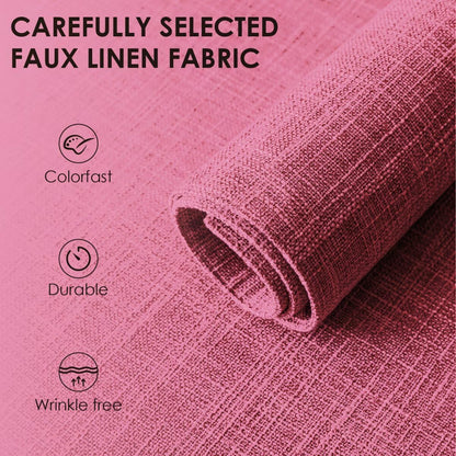 Placemats Set of 6, Bilayer Thickened Linen Place Mats Heat Resistant Machine Washable Wrinkle Free Carefully Selected Polyester Mats for Kitchen/Dining/Coffee Table (Pink)