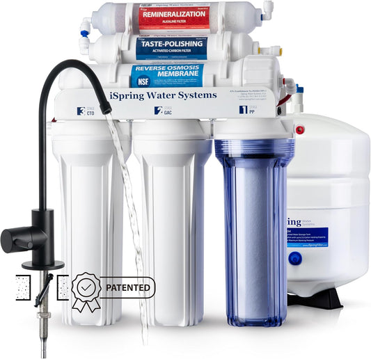 iSpring RCC7AK-BLK, NSF/ANSI 58 Certified, Alkaline 6-Stage Reverse Osmosis System with Stylish