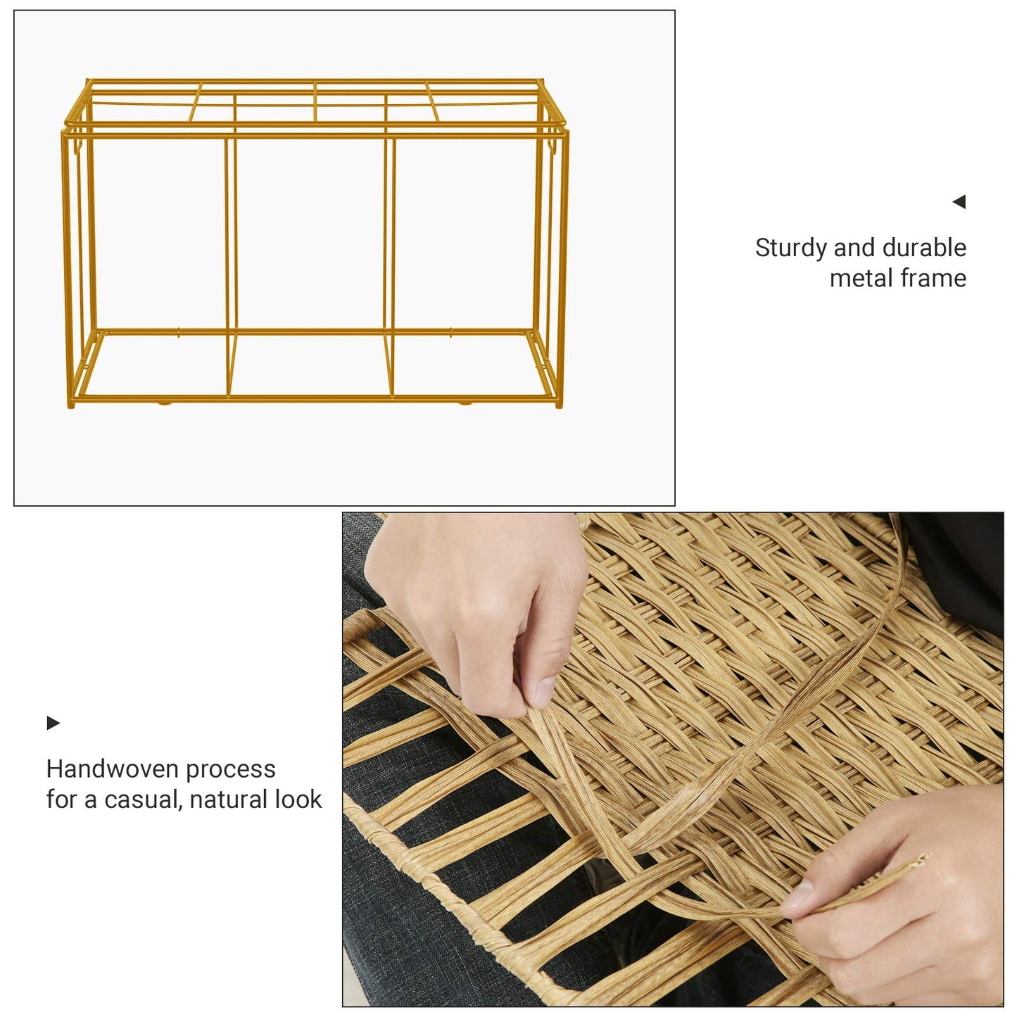 SONGMICS Storage Basket with Lid, Woven Blanket Storage Bin with Handles, Foldable, Removable