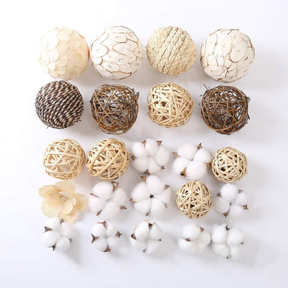 Decorative Balls Assorted Spherical Rattan Twigs Wicker Balls Cotton for Bowl and Vase Filler Balls Spheres Orbs Filler Centerpiece Home Decor