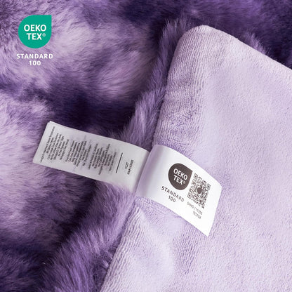 Cozy Bliss Faux Fur Throw Blanket for Couch, Fuzzy Soft Plush Thick Bubble Blanket for Sofa Bedroom Living Room, 50 * 60 Inches Tie-dye Purple