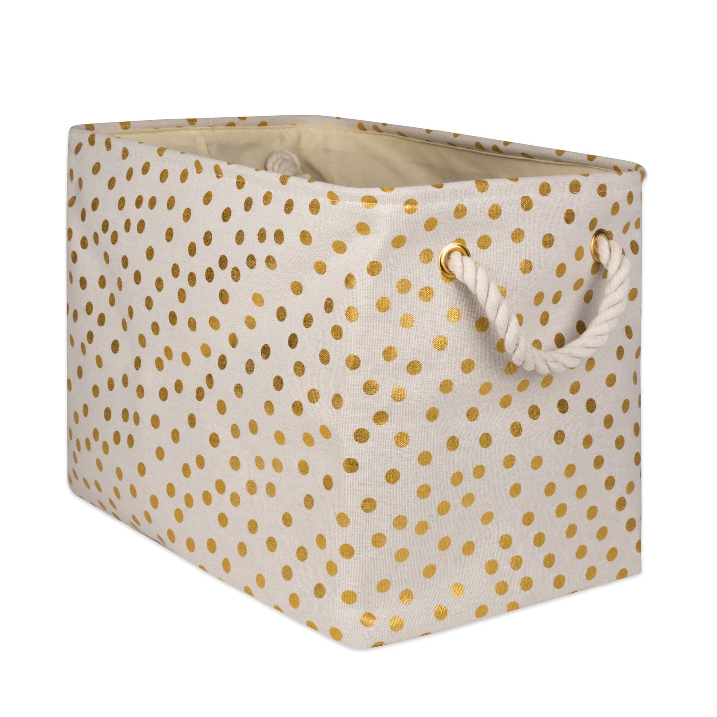 DII Polyester Storage Bin, Gold Metallic Collection Collapsible with Handles, Large, Natural