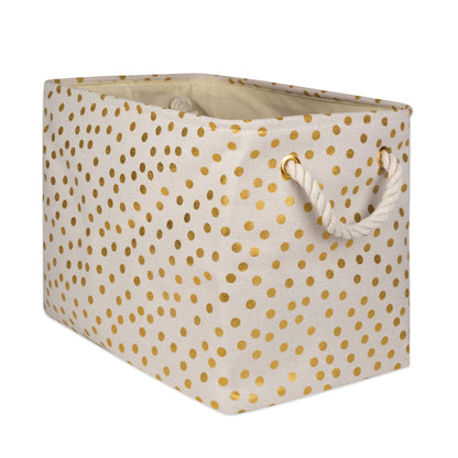 DII Polyester Storage Bin, Gold Metallic Collection Collapsible with Handles, Large, Natural