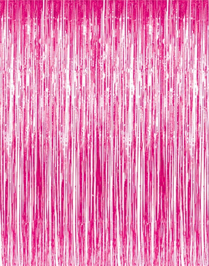 GOER 3.2 ft x 8.2 ft Metallic Tinsel Foil Fringe Curtains Party Photo Backdrop Party Streamers for Galentines Day,Birthday,Graduation,New Year Eve Decorations Wedding Decor (1 Pack, Hot Pink)