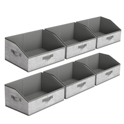 SONGMICS Storage Baskets, Set of 6, Foldable Closet Organizer for Shelves