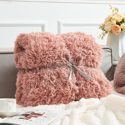 GONAAP Fuzzy Faux Fur Throw Blanket Pink Super Soft Cozy Plush Fuzzy Shaggy Blanket for Couch Sofa Bed (Pink, Throw(40"x50"))