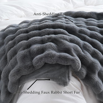 BENVWE Faux Fur Throw Blanket for Couch – Cozy Fuzzy Soft Plush Fluffy Thick Luxury Minky Bubble Blanket for Living Room Home Decor – Fathers Day Birthday Gifts for Women and Men, Grey, 51" x 63"
