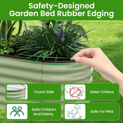 5x2x1.4 Ft Raised Garden Bed, Planter Box Outdoor with Rubber Edge Zinc-Aluminum-Magnesium Stainless Steel Durable Metal Garden Beds Kit for Vegetables, Flowers, Herbs and Succulents(Light Green)