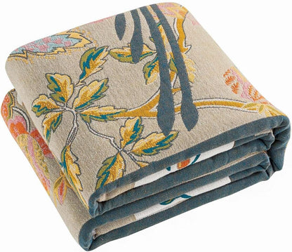 Boho Blanket, 100% Cotton Farmhouse Decorative Throw Blanket, 80"x90" Reversible Bohemian Throw Blanket, Brown All Season Muslin Breathable Woven Blankets Quilt