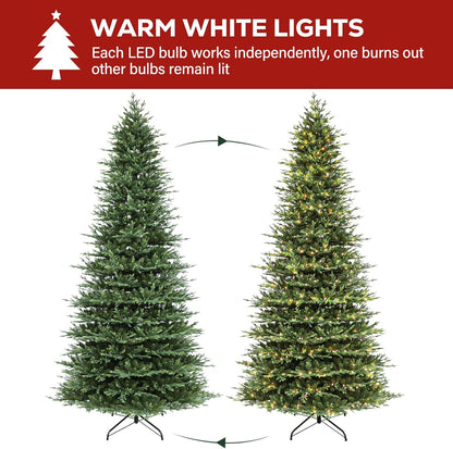 Hykolity 12 ft Prelit Christmas Tree, Artificial Christmas Tree with 850 Warm White Lights, 8109 Branch Tips, Metal Stand and Hinged Branches for Holiday, Decoration