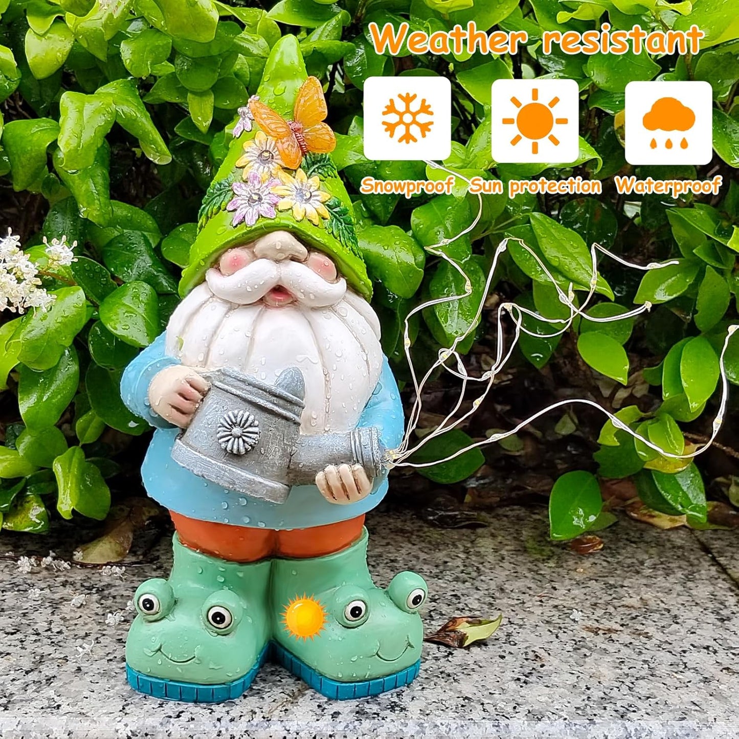 Solar Watering Can Gnome Light Waterproof - Funny Gnome Mother' s Day Gifts for Mom Women Solar Outdoor LED Lights Resin Large Garden Gnomes Statues Decor Lantern Figurines Decorations Indoor Porch