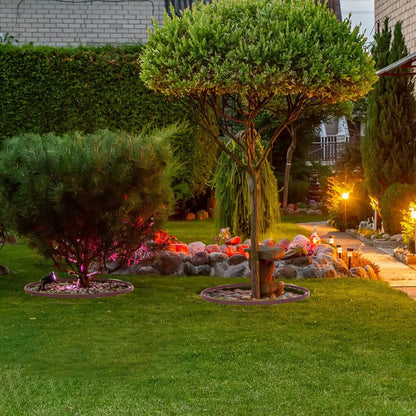 Garden Edging 33FT, 4IN High Landscape Edging Border Plastic Lawn Edging Roll with 30 Spikes for Yards, Flower Bed Edge, Sidewalks, Pathway, Brown