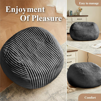 Premium Beige Bean Bag Chair for Adults with Armrest- Ultra Plush Memory Foam Lounge Sofa & Comfy Reading Nook Chair for Bedroom, Living Room & Dorm (Gray, 4FT)